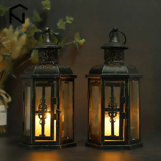 Vintage Nordic Iron Candle Holder Lanterns for Home Decor and Wedding Room Decoration