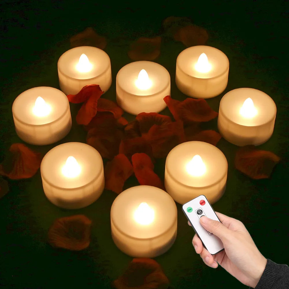 Flameless Flickering Battery Operated Tea Lights Candle with Remote 3D Wick Light Candles