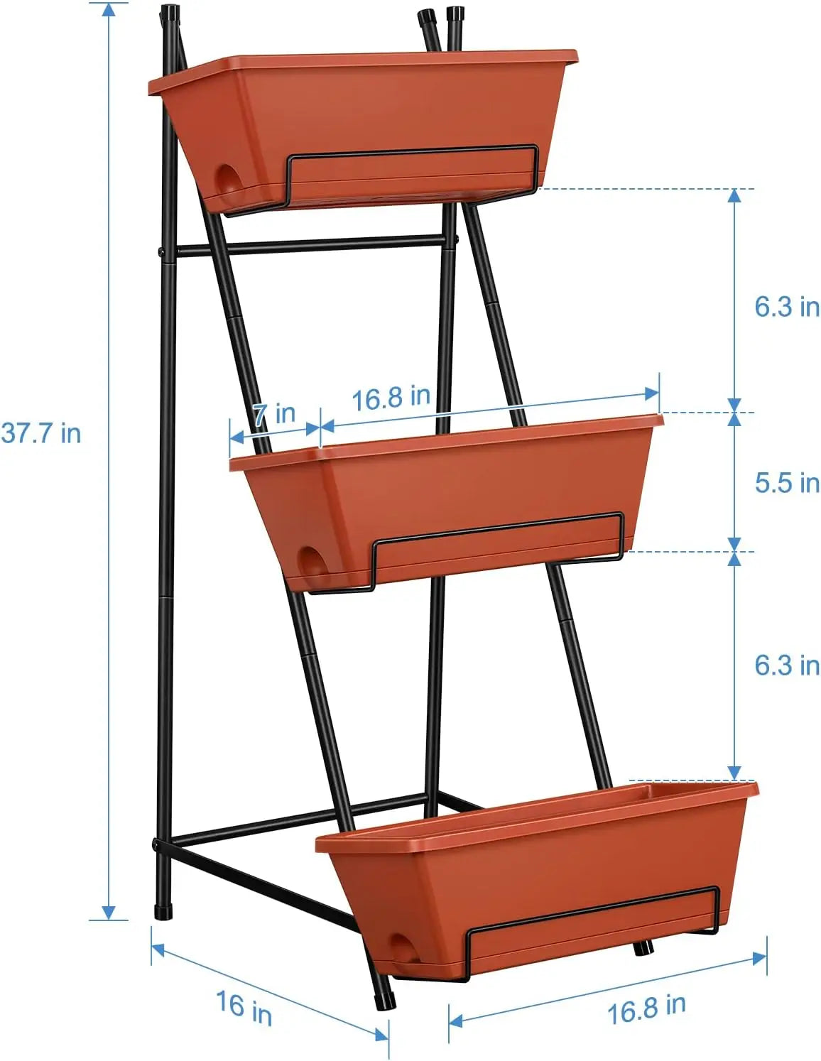 Vertical Raised Garden Bed Outdoor 3 Tiered Garden Planters Standing Elevated Planter Box with Drainage Holes for Plants