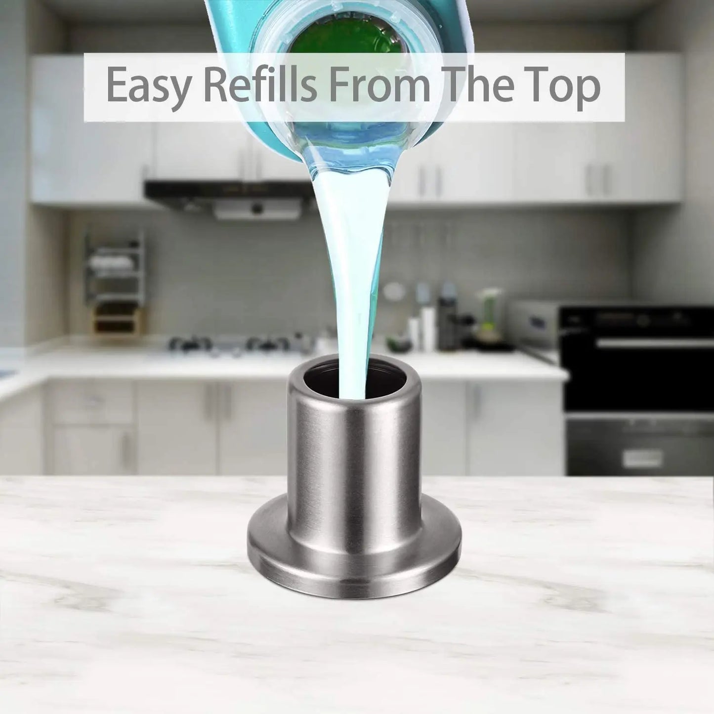 Samodra Liquid Soap Dispenser 500ml Stainless Steel Pump for Kitchen Sink Chrome Brushed Nickel